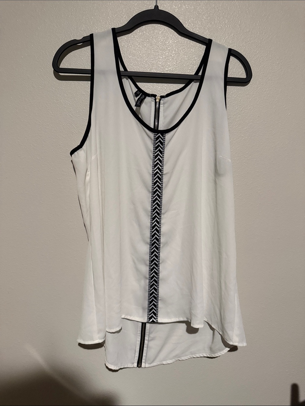 Maurices White Sleeveless Camisole with Black Trim